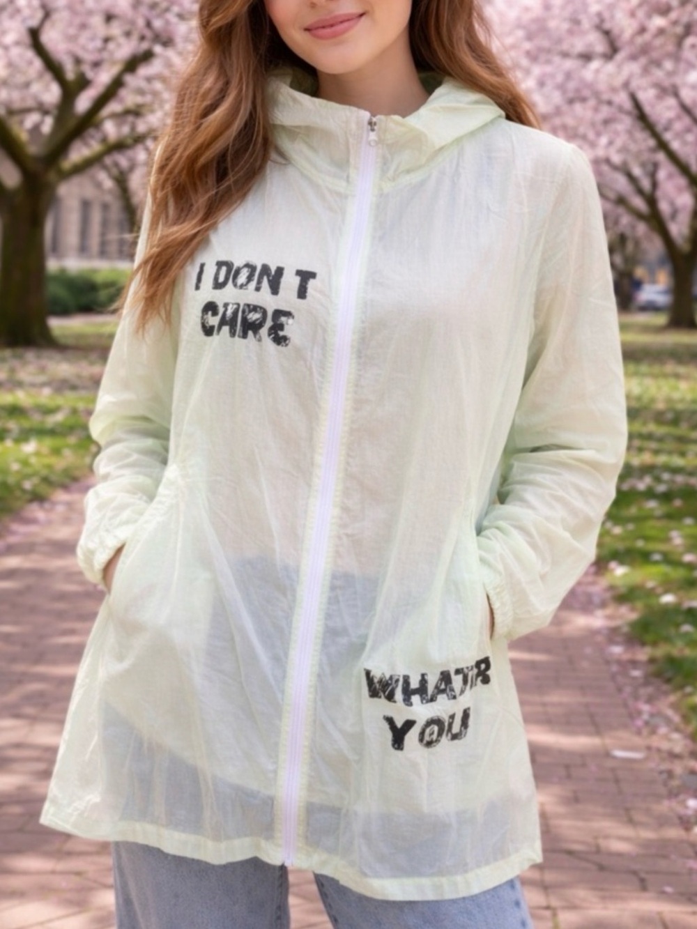 Edgy Graphic Green Oversized Grunge Lite Windbreaker Athleisure  Streetwear L